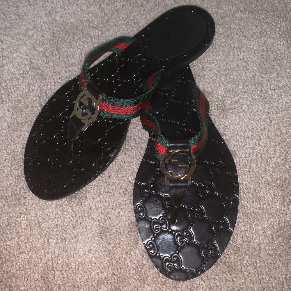 Authentic Gucci GG Thong Web Sandals!!